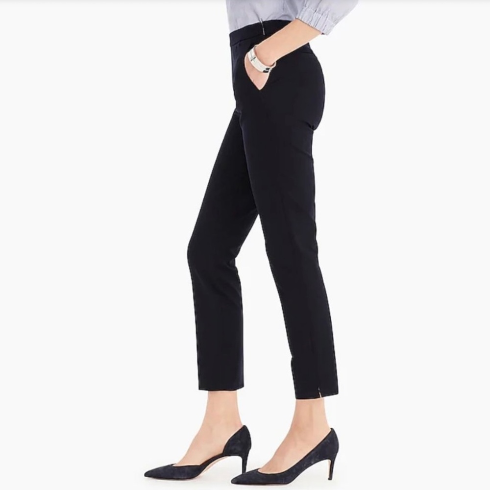 J.Crew Martie Women's Pant In Bi-Stretch Cotton Nave  Side Zipper Size 8 Casual